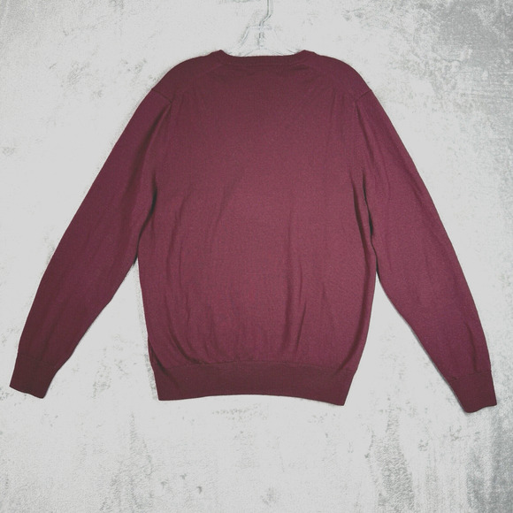 Brooks Brothers Sweater Men Large Burgundy Red Merino Wool Casual Preppy Classic - Picture 3 of 8